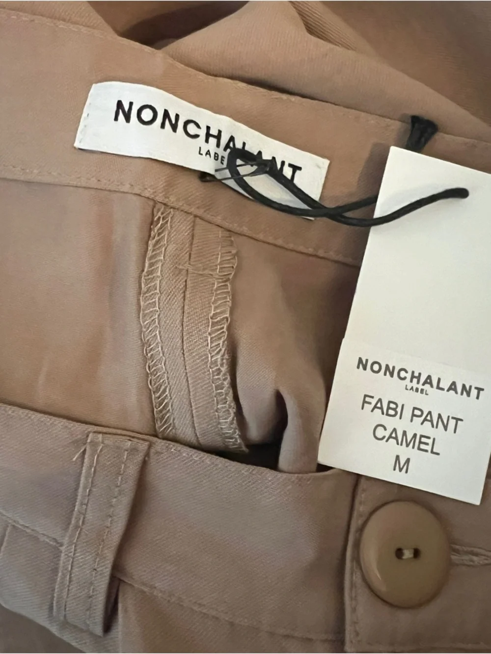 NONCHALANT Fabi Pant Wide Leg High Waist Camel Women’s Medium NEW - Picture 5 of 15